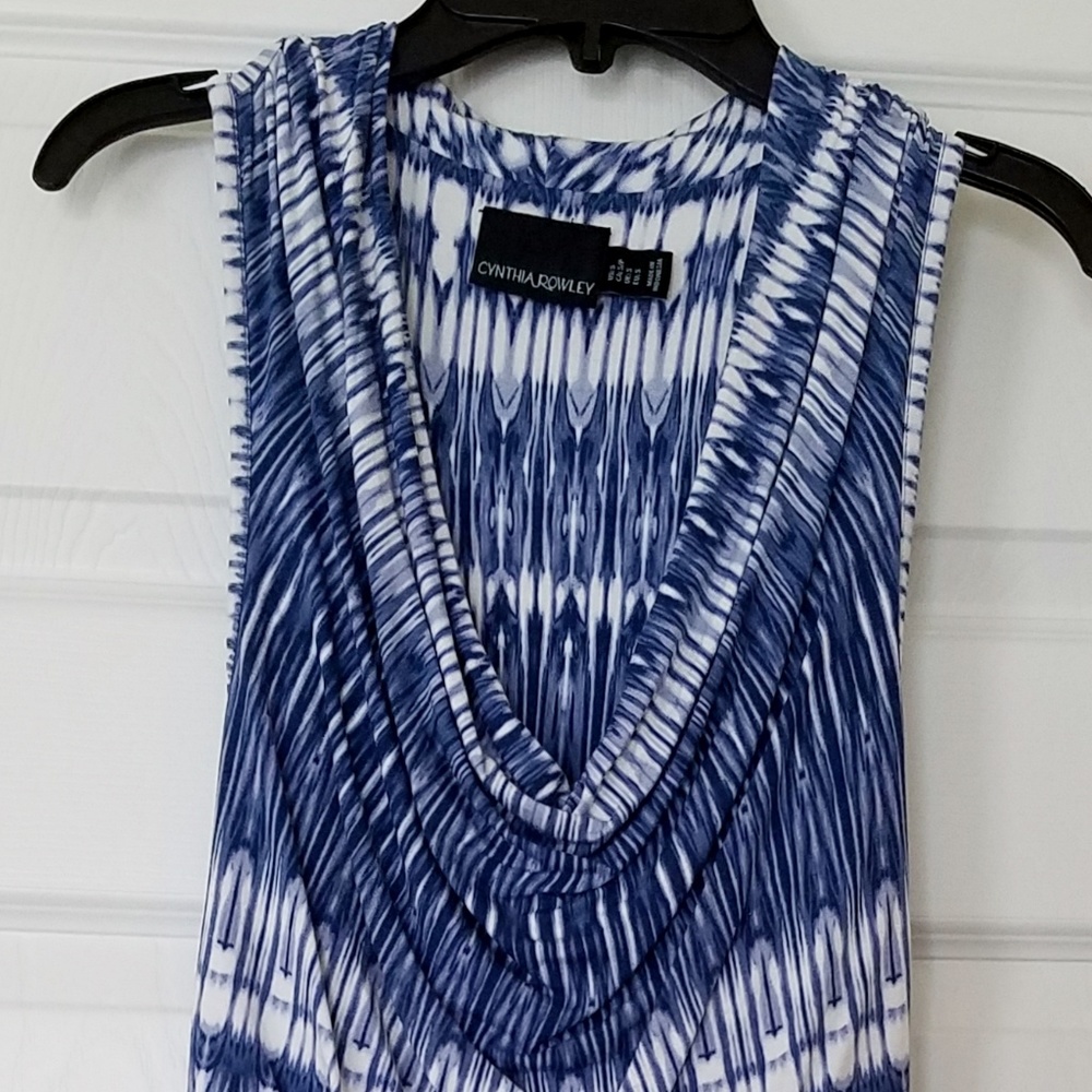 Sleeveless Blue and White Dress